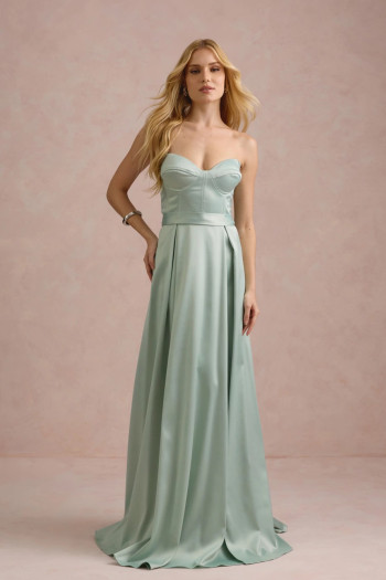 VESTIDO DE FESTA T.Q.C CORSET COM FAIXA LAÇO IVANA - VERDE MENTA