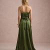 VESTIDO DE FESTA T.Q.C CORSET COM FAIXA LAÇO IVANA - VERDE OLIVA
