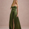 VESTIDO DE FESTA T.Q.C CORSET COM FAIXA LAÇO IVANA - VERDE OLIVA