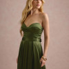 VESTIDO DE FESTA T.Q.C CORSET COM FAIXA LAÇO IVANA - VERDE OLIVA