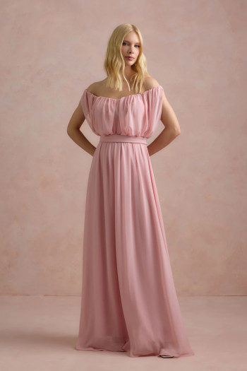 VESTIDO BIA OFF SHOULDER CHIFFON - ROSA
