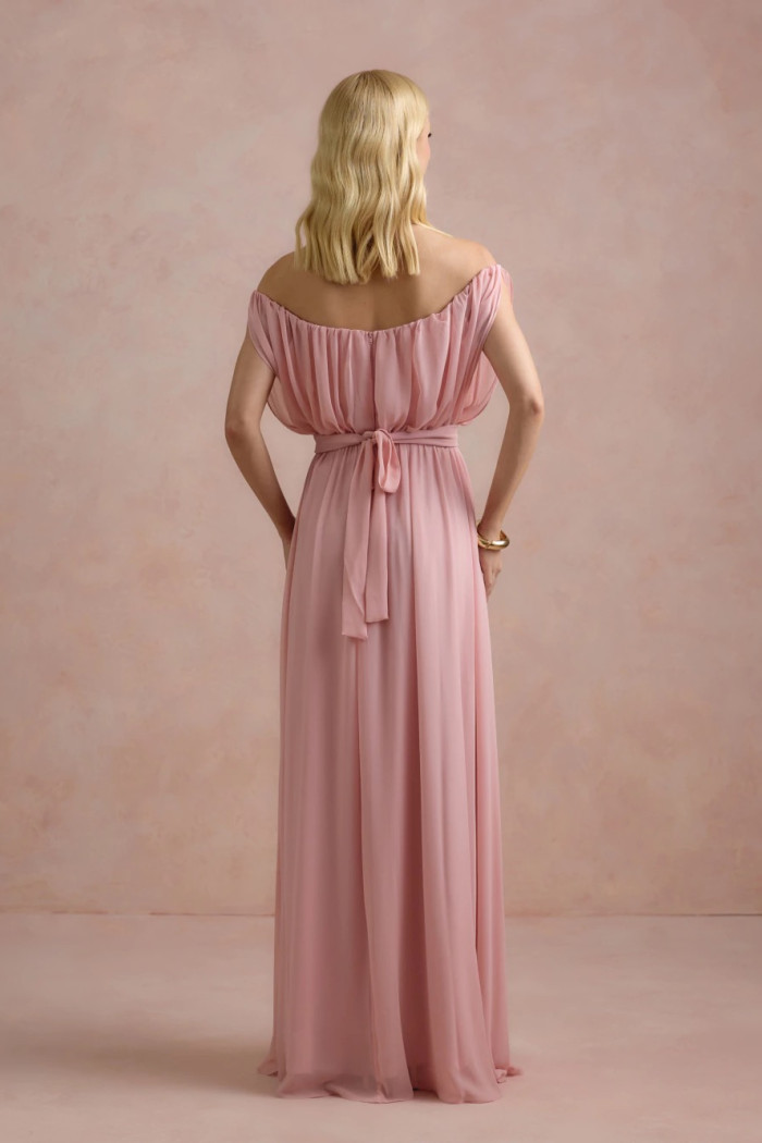 VESTIDO BIA OFF SHOULDER CHIFFON - ROSA