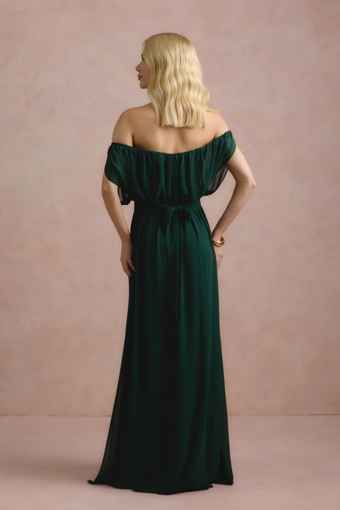 VESTIDO BIA OFF SHOULDER CHIFFON - VERDE EUCALIPTO