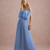 VESTIDO BIA OFF SHOULDER CHIFFON - AZUL SERENITY