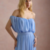 VESTIDO BIA OFF SHOULDER CHIFFON - AZUL SERENITY