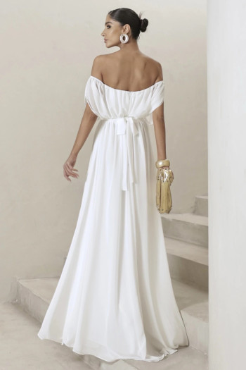 VESTIDO BIA OFF SHOULDER CHIFFON - OFF WHITE
