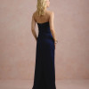 VESTIDO DE FESTA ITÁLIA T.Q.C PREGAS CINTURA - AZUL MARINHO