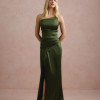 VESTIDO DE FESTA ITÁLIA T.Q.C PREGAS CINTURA - VERDE OLIVA