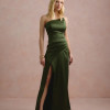 VESTIDO DE FESTA ITÁLIA T.Q.C PREGAS CINTURA - VERDE OLIVA