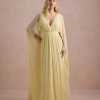 VESTIDO DE FESTA ANGELINA MANGA CAPA - AMARELO