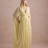 VESTIDO DE FESTA ANGELINA MANGA CAPA - AMARELO