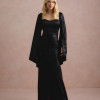 VESTIDO DE FESTA AURA SAIA TRANSPASSADA - PRETO