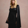 VESTIDO DE FESTA AURA SAIA TRANSPASSADA - PRETO