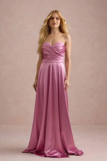 VESTIDO DE FESTA ÂNGELA CREPE ACETINADO - ROSA