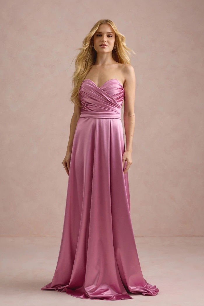 VESTIDO DE FESTA ÂNGELA CREPE ACETINADO - ROSA