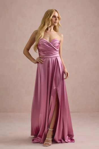 VESTIDO DE FESTA ÂNGELA CREPE ACETINADO - ROSA