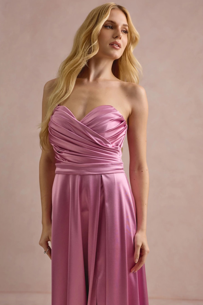 VESTIDO DE FESTA ÂNGELA CREPE ACETINADO - ROSA