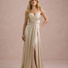VESTIDO DE FESTA ÂNGELA CREPE ACETINADO - CHAMPAGNE