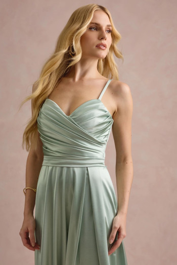 VESTIDO DE FESTA ÂNGELA CREPE ACETINADO - VERDE MENTA