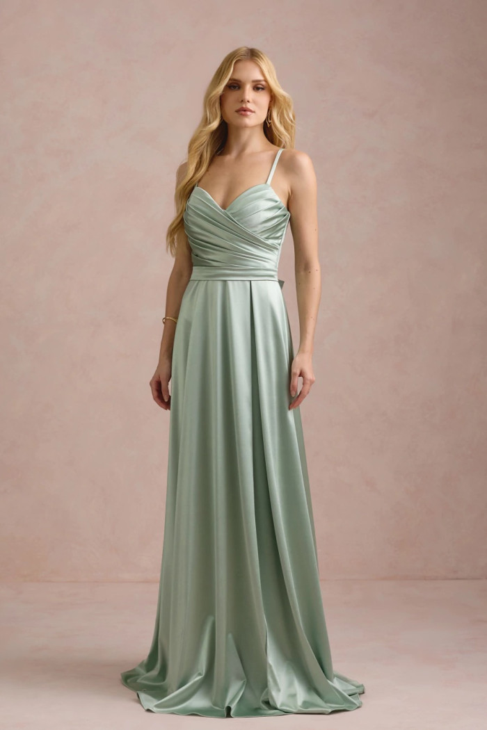 VESTIDO DE FESTA ÂNGELA CREPE ACETINADO - VERDE MENTA