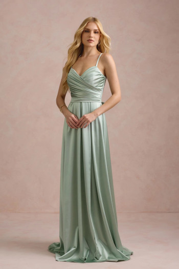 VESTIDO DE FESTA ÂNGELA CREPE ACETINADO - VERDE MENTA