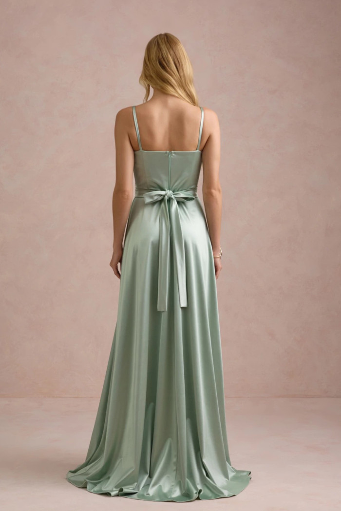 VESTIDO DE FESTA ÂNGELA CREPE ACETINADO - VERDE MENTA