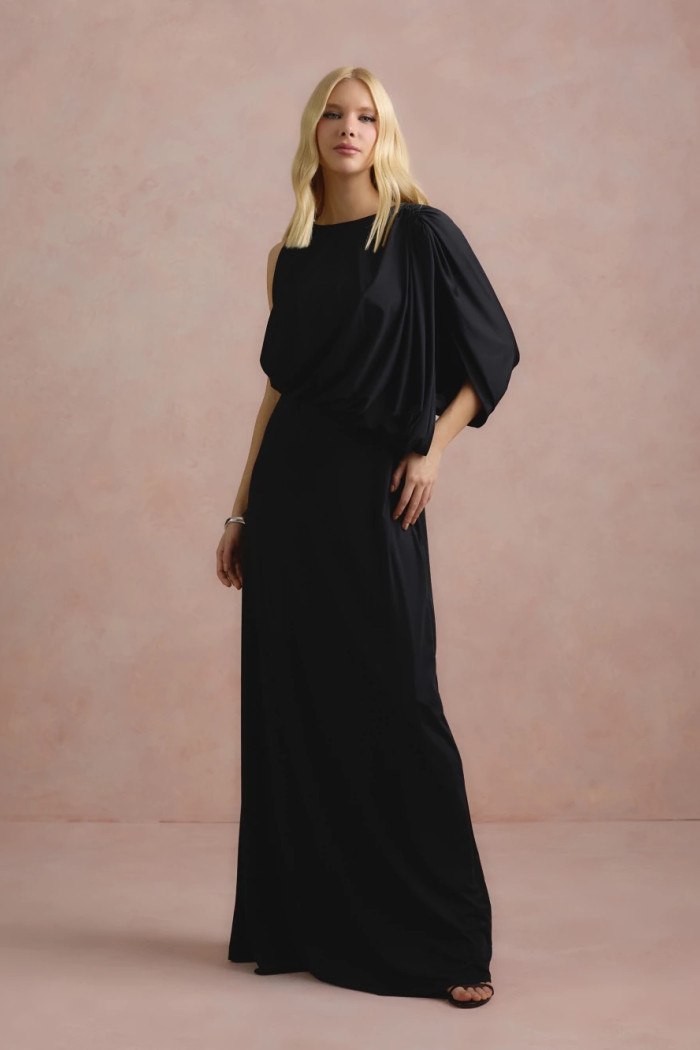 VESTIDO DE FESTA FILIPINAS JERSEY - PRETO