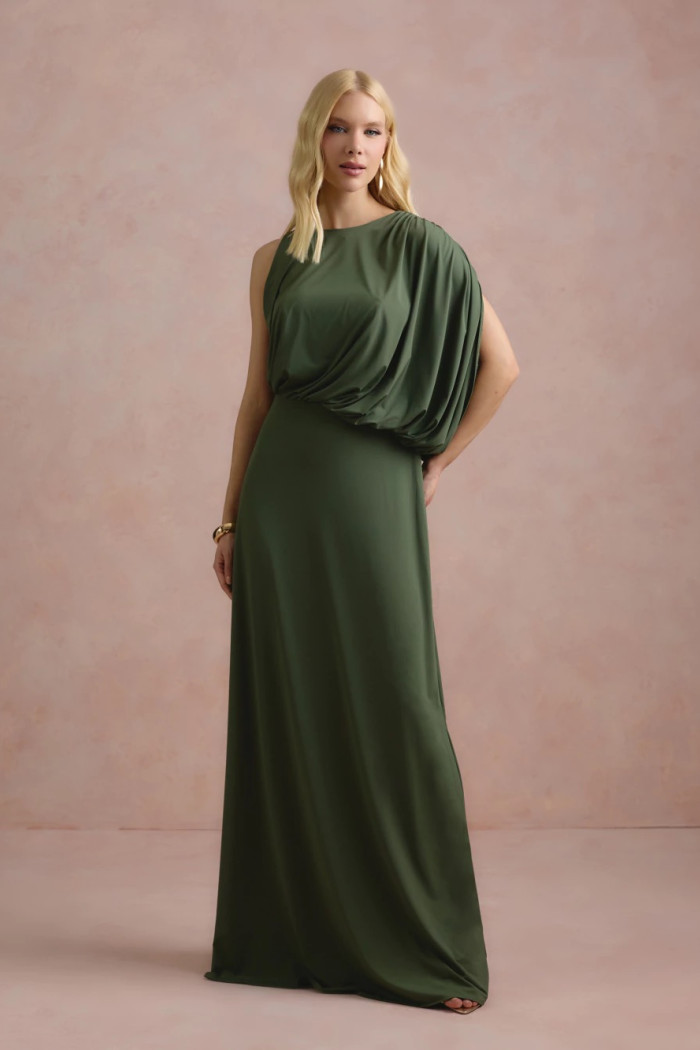 VESTIDO DE FESTA FILIPINAS JERSEY - VERDE OLIVA