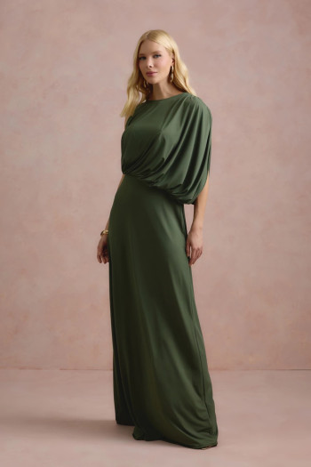 VESTIDO DE FESTA FILIPINAS JERSEY - VERDE OLIVA