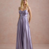 VESTIDO DE FESTA GLAMOUR COM CAPA CREPE ACETINADO - LILÁS