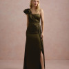 VESTIDO DE FESTA LUCY CREPE ACETINADO UM OMBRO - VERDE OLIVA