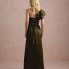 VESTIDO DE FESTA LUCY CREPE ACETINADO UM OMBRO - VERDE OLIVA