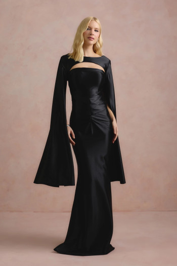 VESTIDO DE FESTA CAPA REMOVÍVEL RAVELLO - PRETO