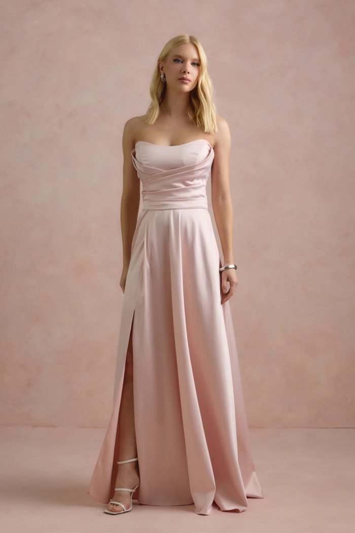 VESTIDO DE FESTA BRENDA T.Q.C LONGO FENDA - ROSA