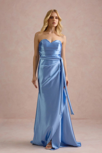 VESTIDO DE FESTA ELLEN CREPE PRADA - AZUL SERENITY