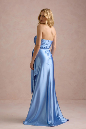 VESTIDO DE FESTA ELLEN CREPE PRADA - AZUL SERENITY