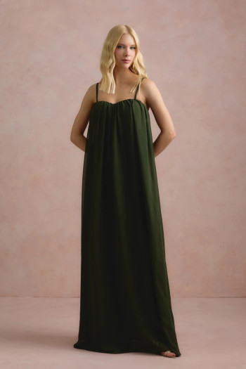 VESTIDO LONGO FIORELLA FAIXA CHOKER - VERDE OLIVA