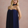 VESTIDO LONGO FIORELLA FAIXA CHOKER - AZUL MARINHO