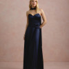 VESTIDO DE FESTA GIOVANA CREPE ACETINADO FAIXA CHOKER - AZUL MARINHO