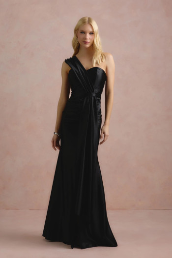 VESTIDO DE FESTA GLAM CREPE ACETINADO - PRETO