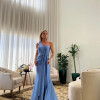 VESTIDO DE FESTA GLAM CREPE ACETINADO - AZUL SERENITY