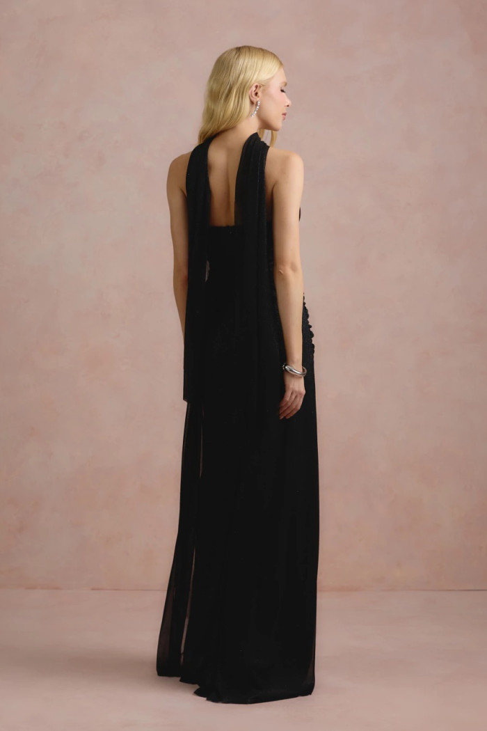 VESTIDO DE FESTA LUNA TULE LUREX CHOKER - PRETO