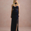 VESTIDO DE FESTA LUNA TULE LUREX CHOKER - AZUL MARINHO