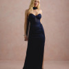 VESTIDO DE FESTA LUNA TULE LUREX CHOKER - AZUL MARINHO