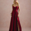 VESTIDO DE FESTA NORUEGA CREPE ACETINADO - VINHO