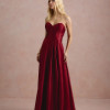 VESTIDO DE FESTA NORUEGA CREPE ACETINADO - VINHO
