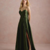VESTIDO DE FESTA NORUEGA CREPE ACETINADO - VERDE OLIVA