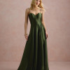 VESTIDO DE FESTA NORUEGA CREPE ACETINADO - VERDE OLIVA