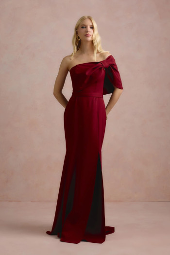 VESTIDO DE FESTA THAISE LAÇO OMBRO - MARSALA