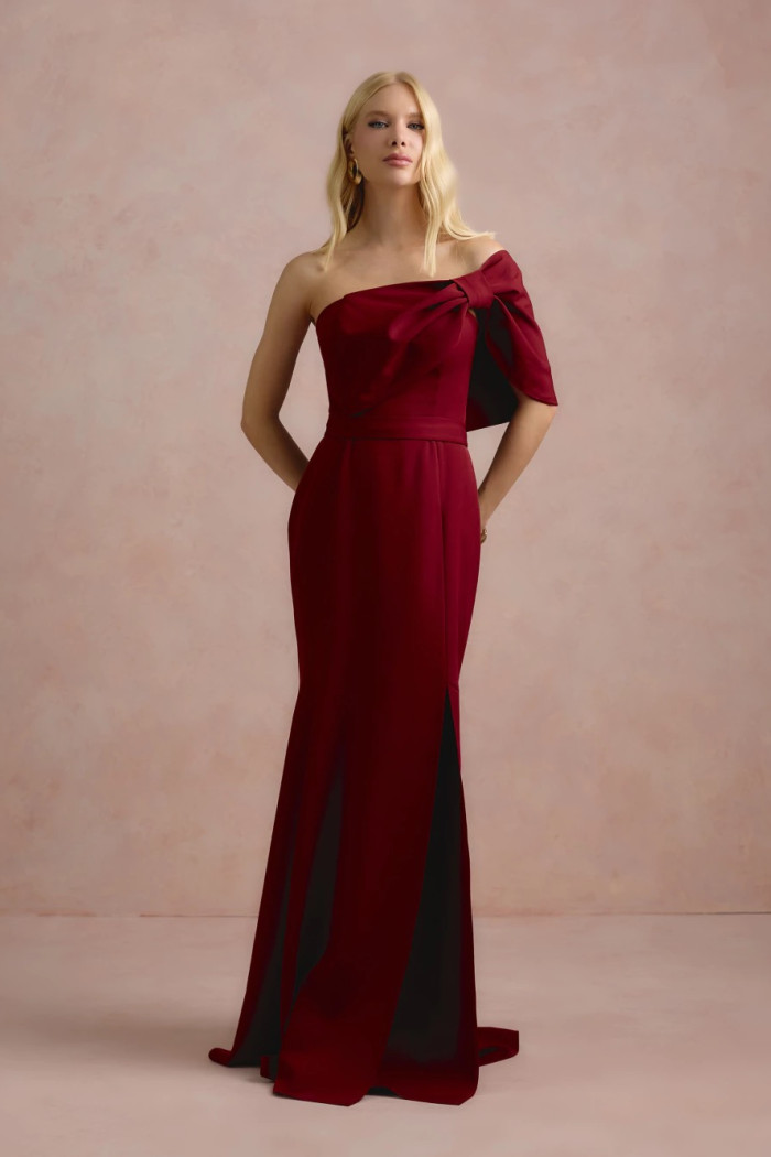 VESTIDO DE FESTA THAISE LAÇO OMBRO - MARSALA